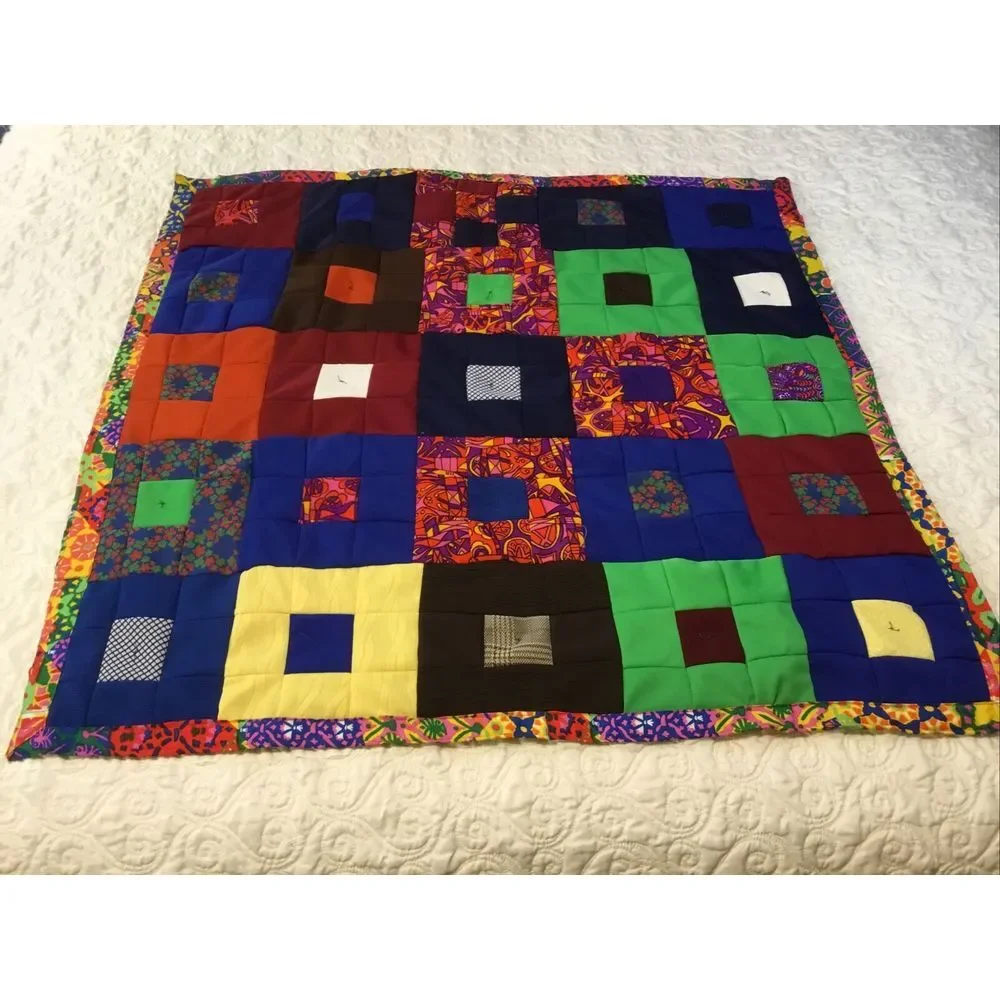 Handmade Baby Quilt Patchwork Block Pattern Crib Quilt Multi Colors‎ 42x42